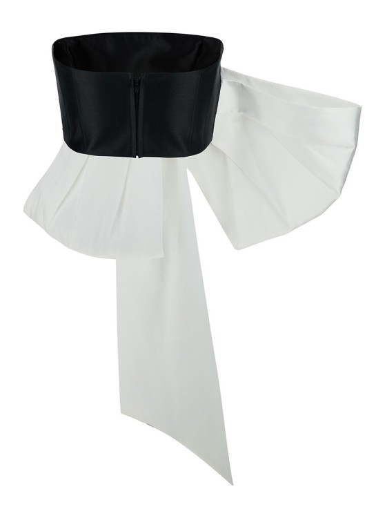 Shop Solace London Nadina' Black And White Top With Bow Detail In Silk