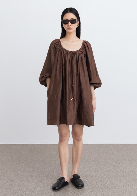 Shop Aeron Blossom - Blouson Dress In Brown