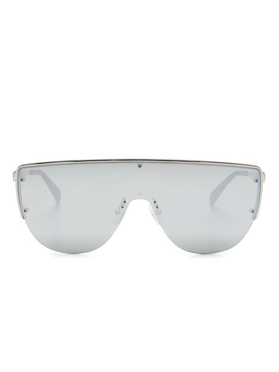 Shop Alexander Mcqueen Silver Shield-frame Sunglasses
