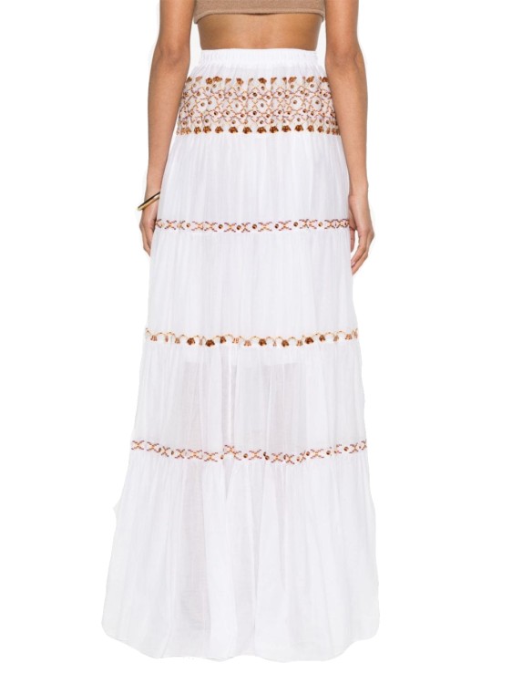 Shop Ermanno Scervino Long Skirt With Embroidery In White