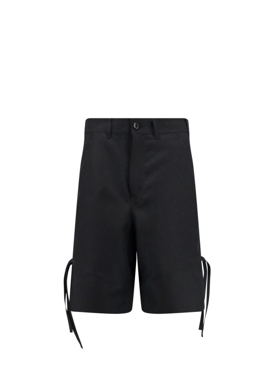 Shop Comme Des Garçons Bermuda Shorts With Drawstring Detail On The Bottom In Black