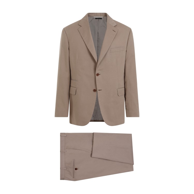 Shop Brioni Beige Cotton Suit In Brown