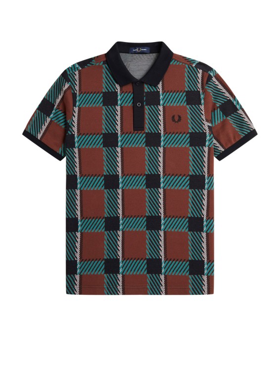 Shop Fred Perry Glitch Tartan Polo Shirt In Multicolor