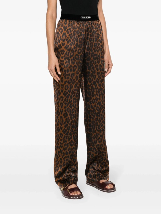 Shop Tom Ford Multicolored Leopard-print Pants In Brown