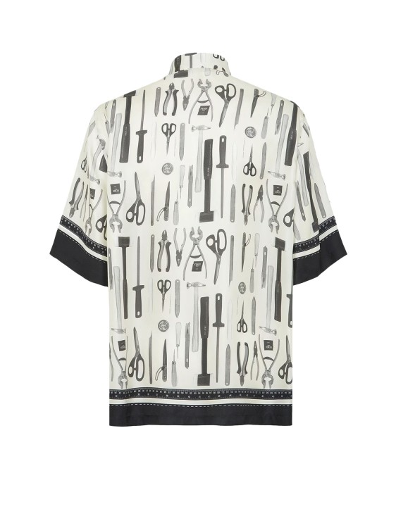 Shop Fendi Silk Shirt With Tools Print In White