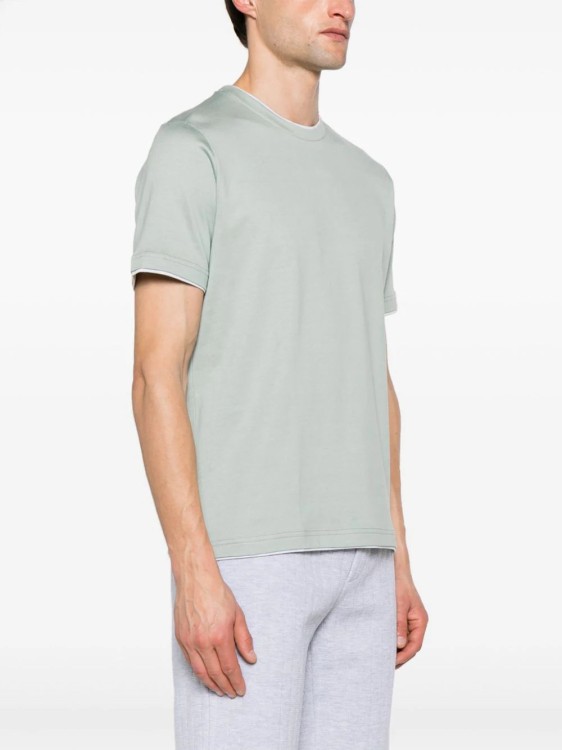 Shop Eleventy Layered Cotton T-shirt In Green