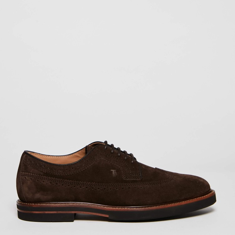 Shop Tod's Brown Suede Lace-up