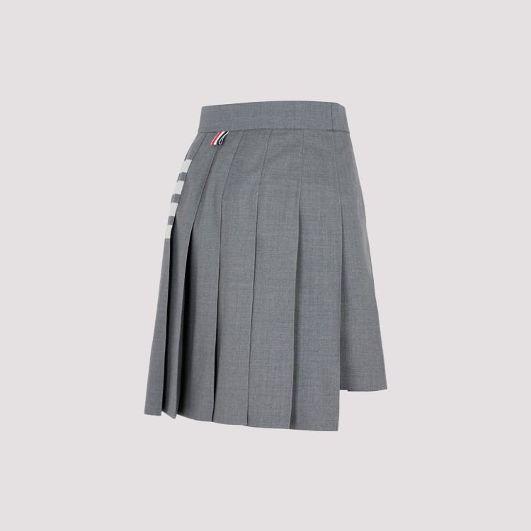 Shop Thom Browne Gray 4-bar Pleated Miniskirt In Grey