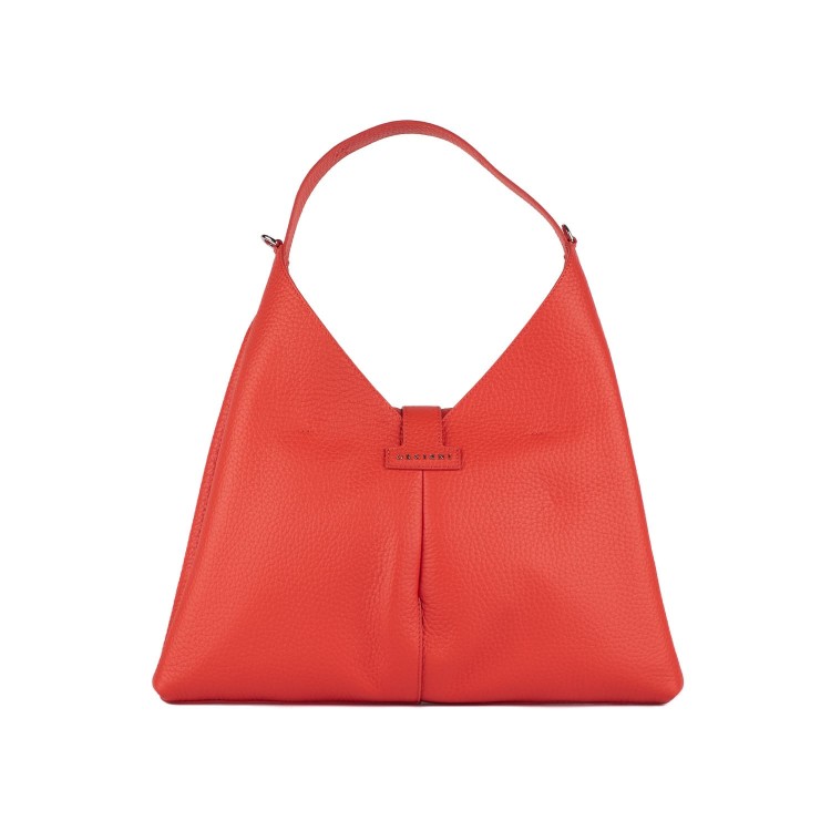 Orciani Vita Soft Shoulder Bag With Poppy Shoulder Strap In Red