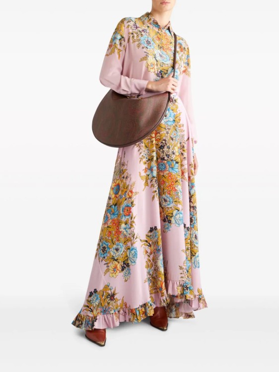 Shop Etro Pink Floral-print Maxi Skirt