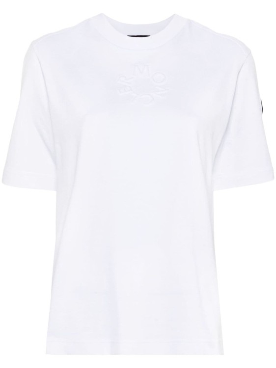 Shop Moncler Embossed Logo T-shirt In White