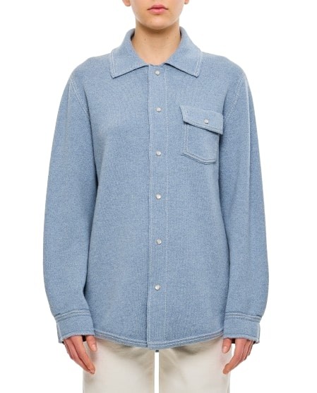 Shop Barrie Cashmere Overshirt In Blue