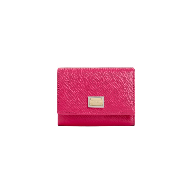 Dolce & Gabbana Ciclamino Leather French Flap Wallet In Pink