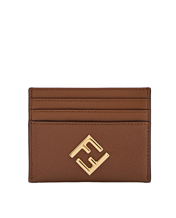 Fendi Leather Cardholder In Brown