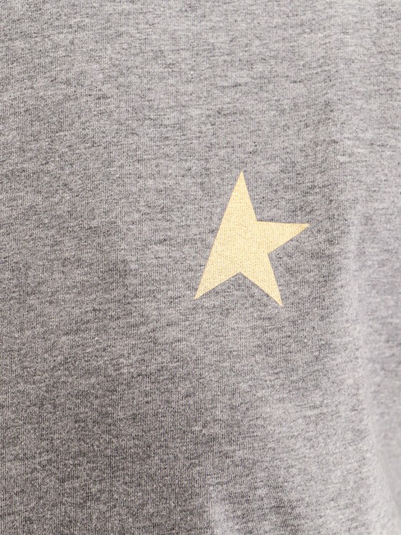 Shop Golden Goose Cotton T-shirt With Melange Effect And Iconic Logo On The Front In Grey