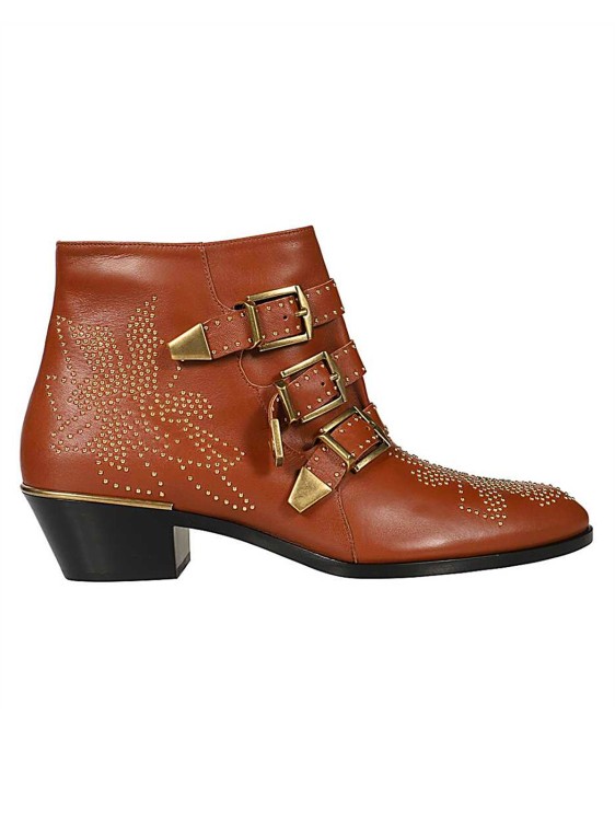 Shop Chloé Leather Cowboy Punk Boots In Brown