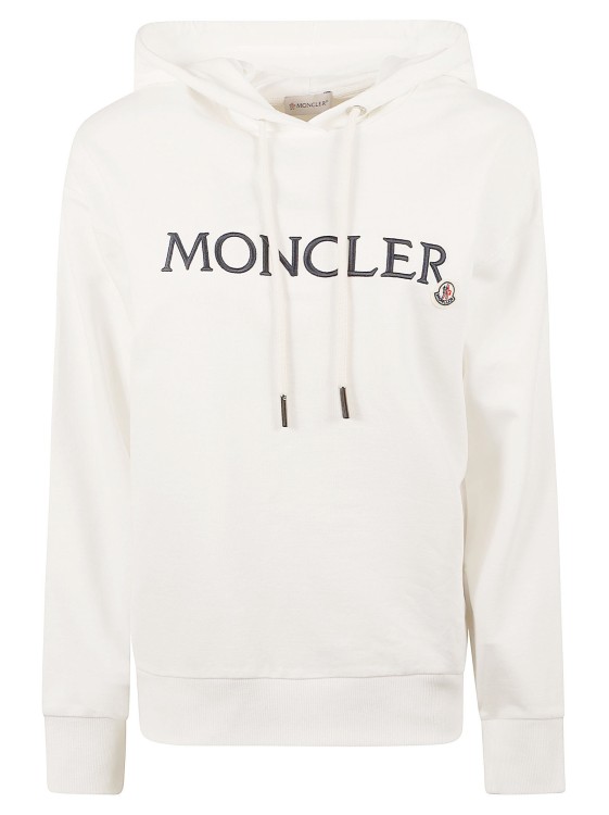 Moncler White Cotton Hoodie In Neutral