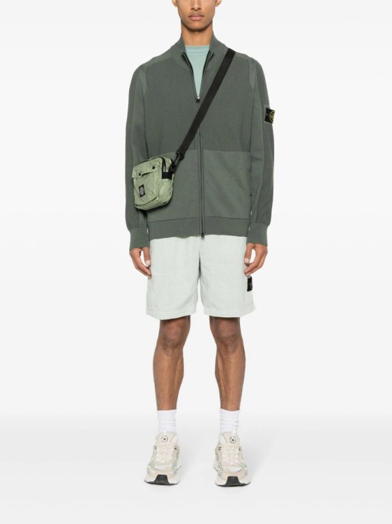 Stone Island Compasse-badge Knitted Cardigan In Green