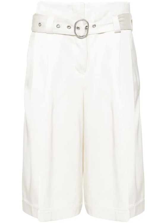 Jil Sander High-waist Satin Shorts In White