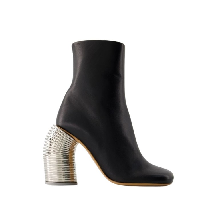Shop Off-white Silver Spring Ankle Boots - Leather - Black/ Silver