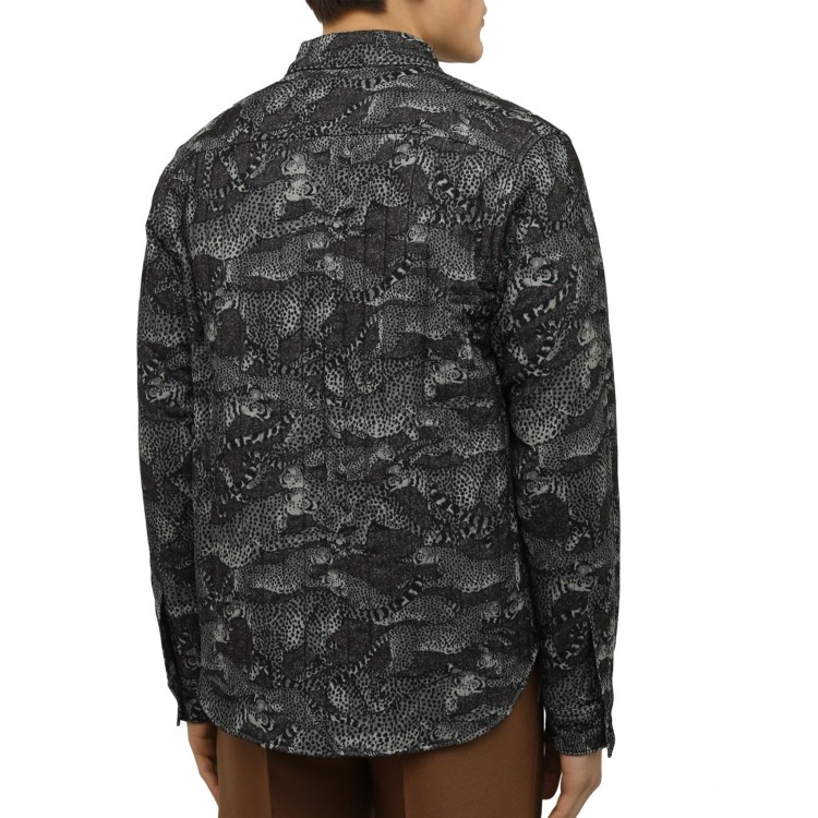 Shop Kenzo Padded Shirt Style Jacket In Grey