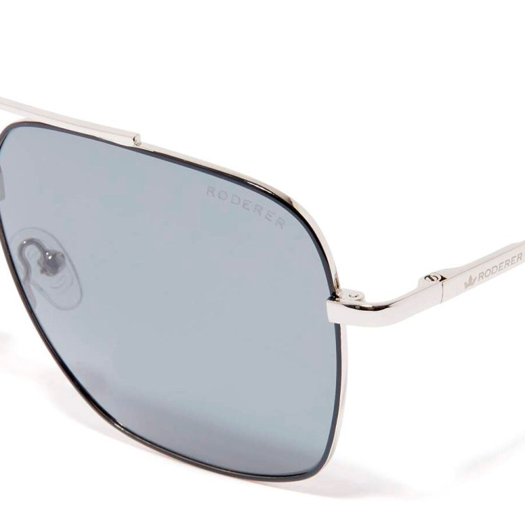 Shop Roderer Harry Aviator Polarized Sunglasses - Silver & Black / Grey