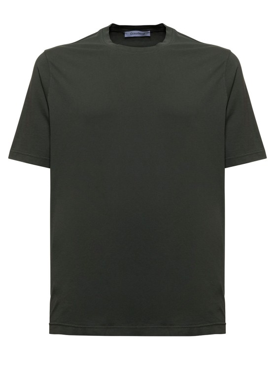 Gaudenzi Green Cotton Crew Neck T-shirt In Black