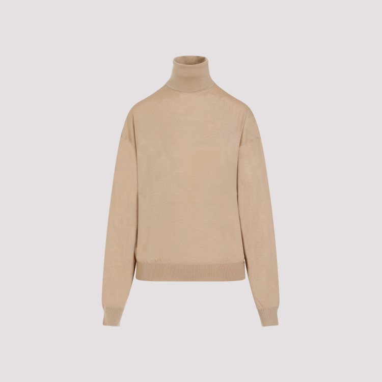 Shop Saint Laurent Camel Wool Sweater In Brown