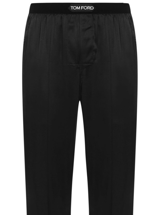 Shop Tom Ford Black Silk Satin Pajama Pants