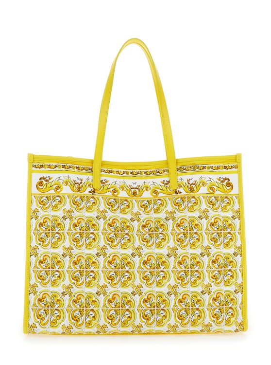 Shop Dolce & Gabbana Yellow And White Tote Bag