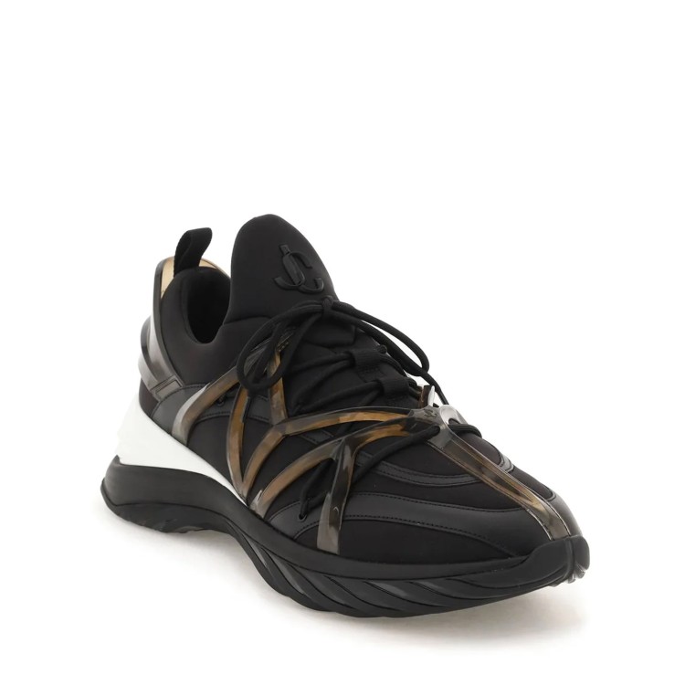 Shop Jimmy Choo Leather And Fabric Sneakers In Black
