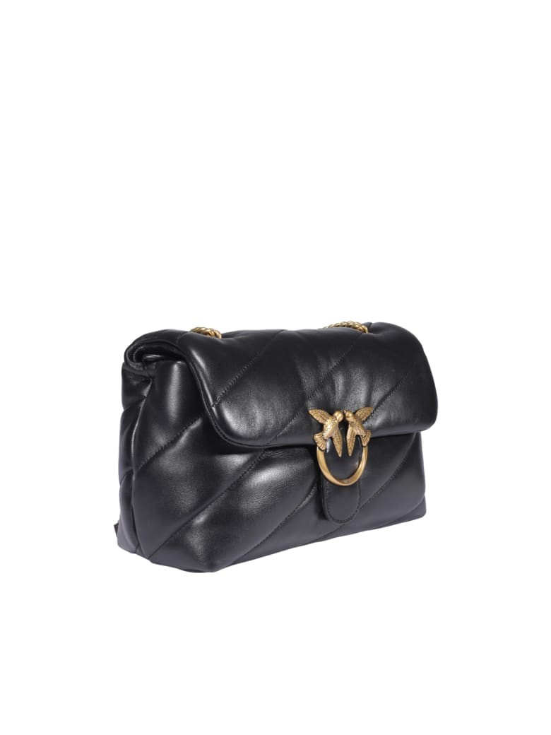 Pinko Love Baby Puff Leather Crossbody Bag In Black