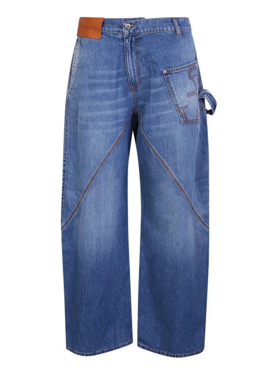 Shop Jw Anderson Oversized Twisted Wide-leg Jeans In Blue