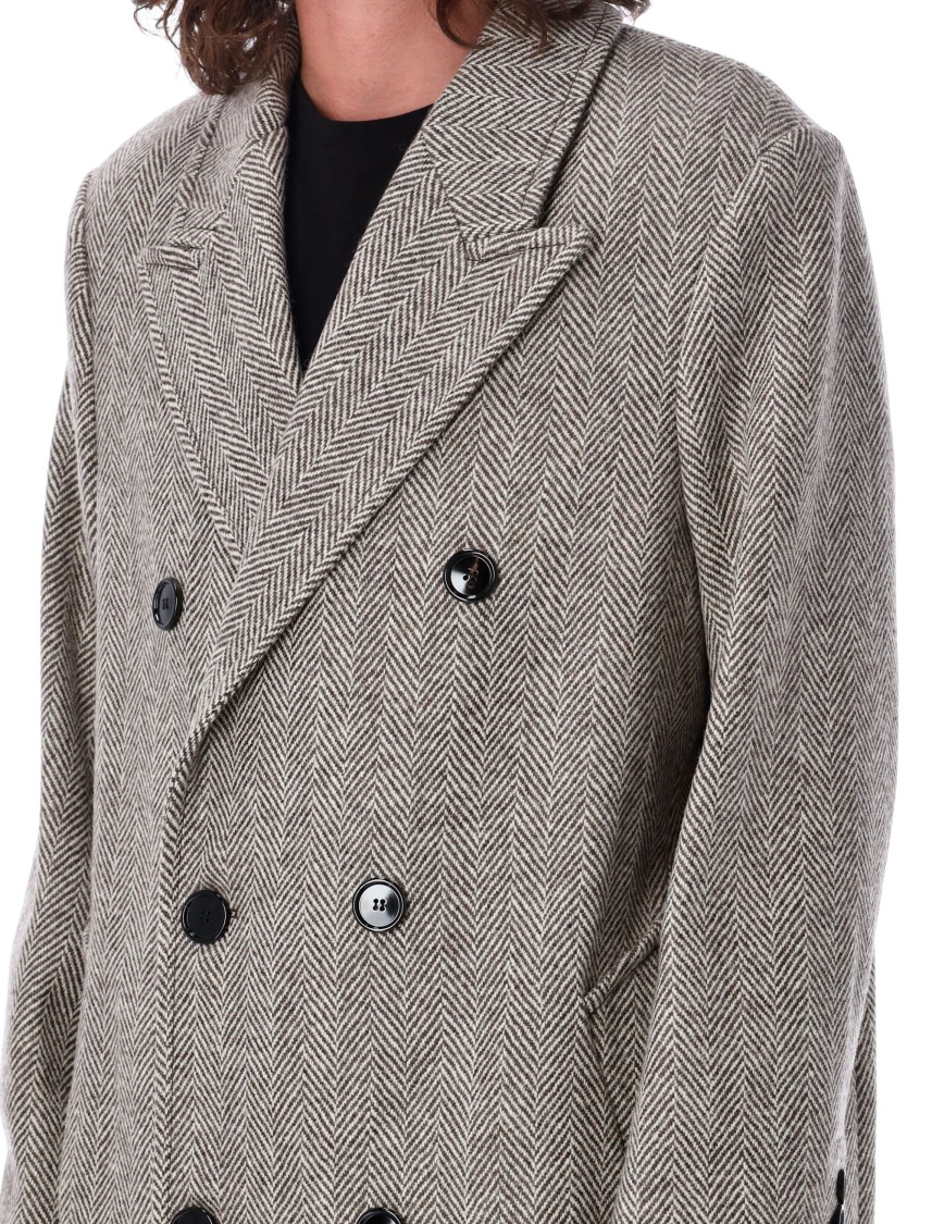 Shop Ami Alexandre Mattiussi Ami Double Breast Coat In Grey