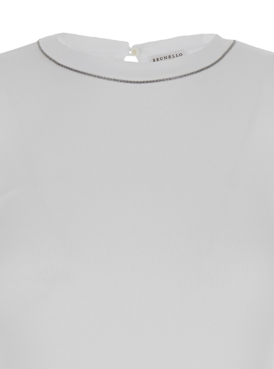 Shop Brunello Cucinelli Ribbed Long Sleeves Tshirt In White