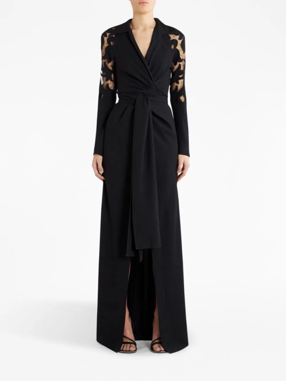 Shop Etro Maxi Embroidery Black Tulle Dress