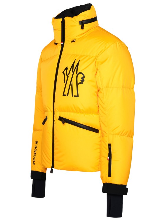 Shop Moncler 'vedos' Yellow Technical Nylon Down Jacket