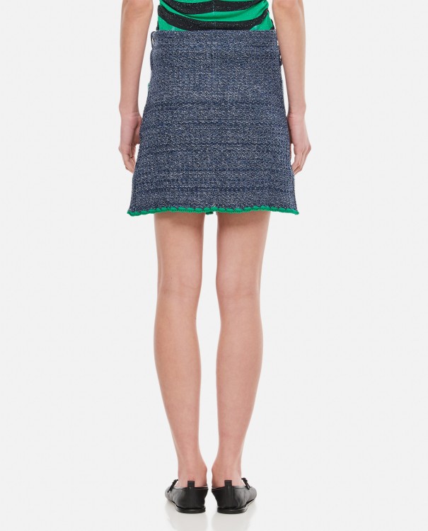 Cormio Dark Blue Front Button-up Mini Skirt In Blue