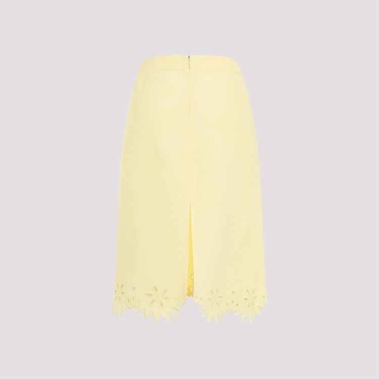 Shop Bottega Veneta Grainy English Embroidery Yellow Viscose Midi Skirt In Red