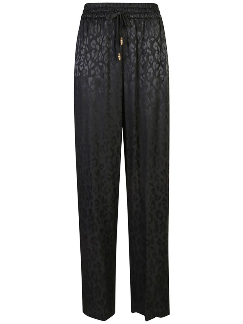 Just Cavalli Jacquard Straight Trousers In Black