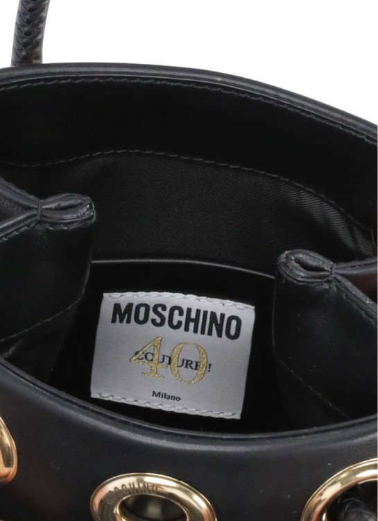 Shop Moschino Black Smooth Leather Hand Bag