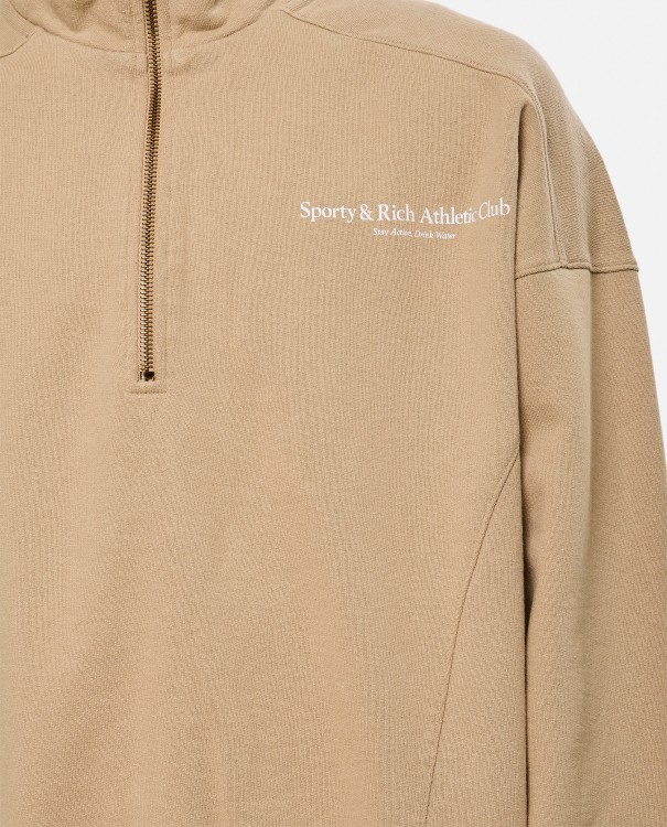 Shop Sporty And Rich Athletic Club Quarter Zip Sweatshirt In Brown