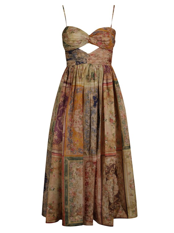 Shop Zimmermann All-over Graphic Print Midi Dress In Multicolor