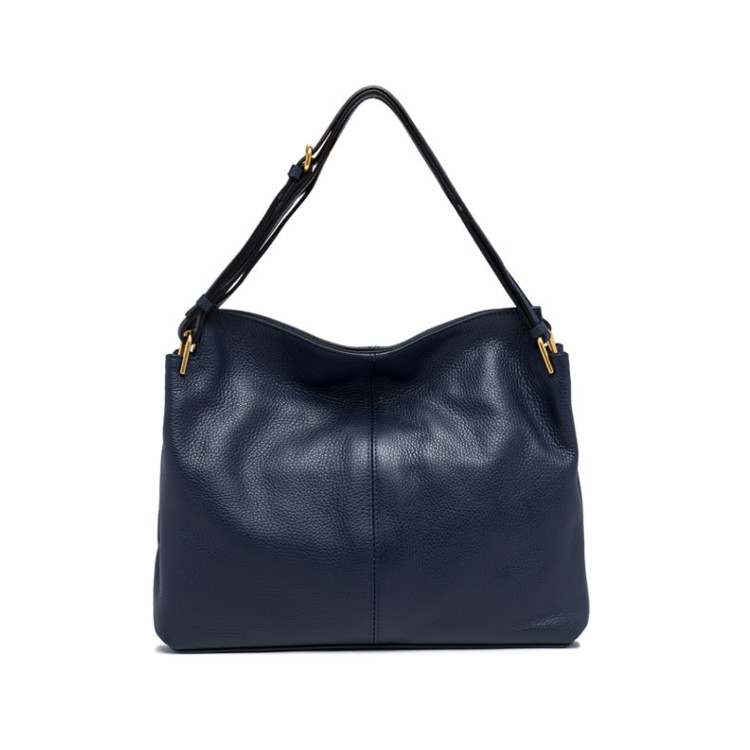 Gianni Chiarini Leila Bag In Navy Blue Grained Leather In Blue