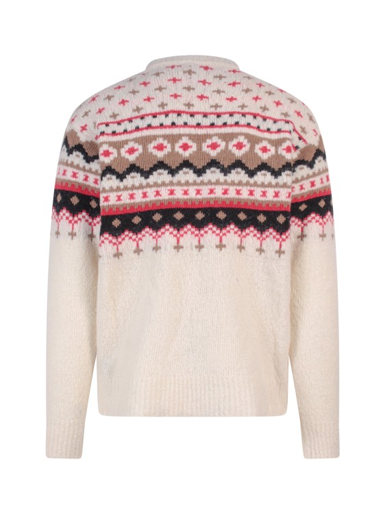 Shop Amaranto Wool And Cashmere Sweater With Multicolor Motif In Neutrals