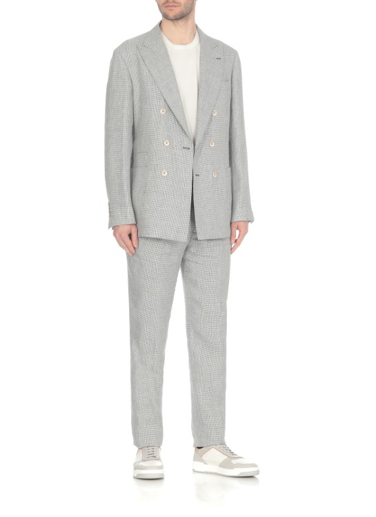 Shop Brunello Cucinelli Grey Linen Suit In White