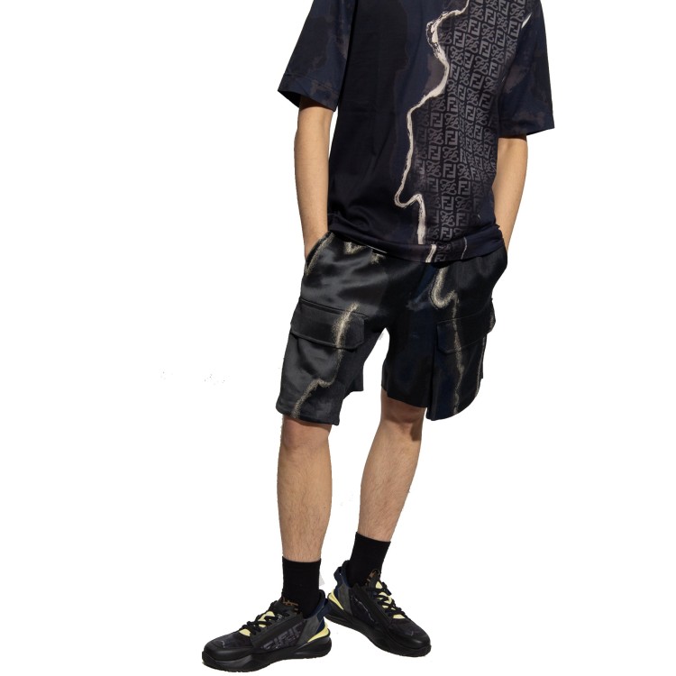 Shop Fendi Linen And Cotton Shorts In Black