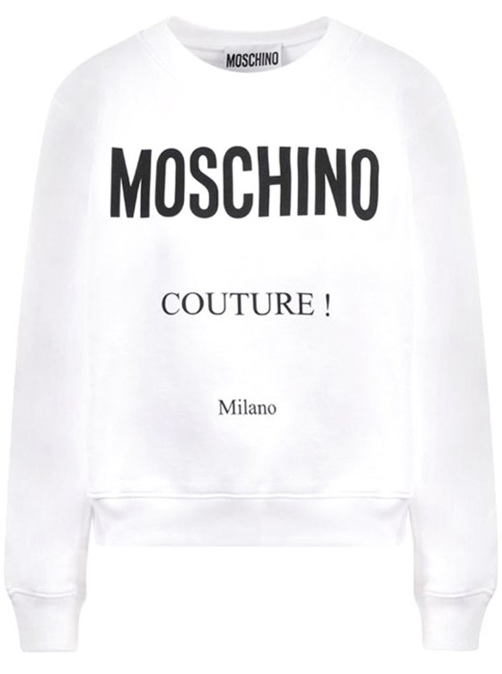 Moschino Couture Cotton Logo Sweatshirt In White