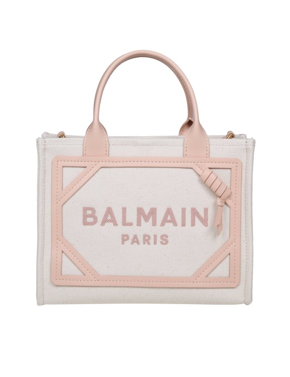 Balmain B-army Canvas And Leather Tote Bag In White