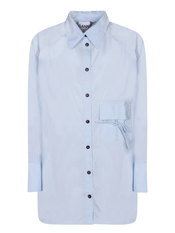 Shop Ganni Long Raglan Sleeves Shirt In Blue